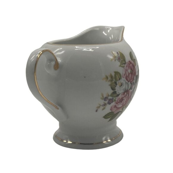 VTG Old Foley HARMONY ROSE Cream & Sugar Set Floral Design Gold Trim Bone China - Picture 6 of 12